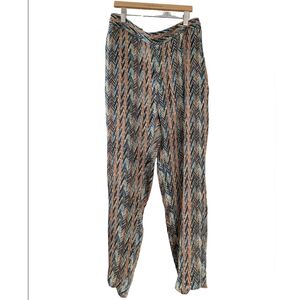 Zara abstract zigzag print silky summer casual pants multicolor Medium @p